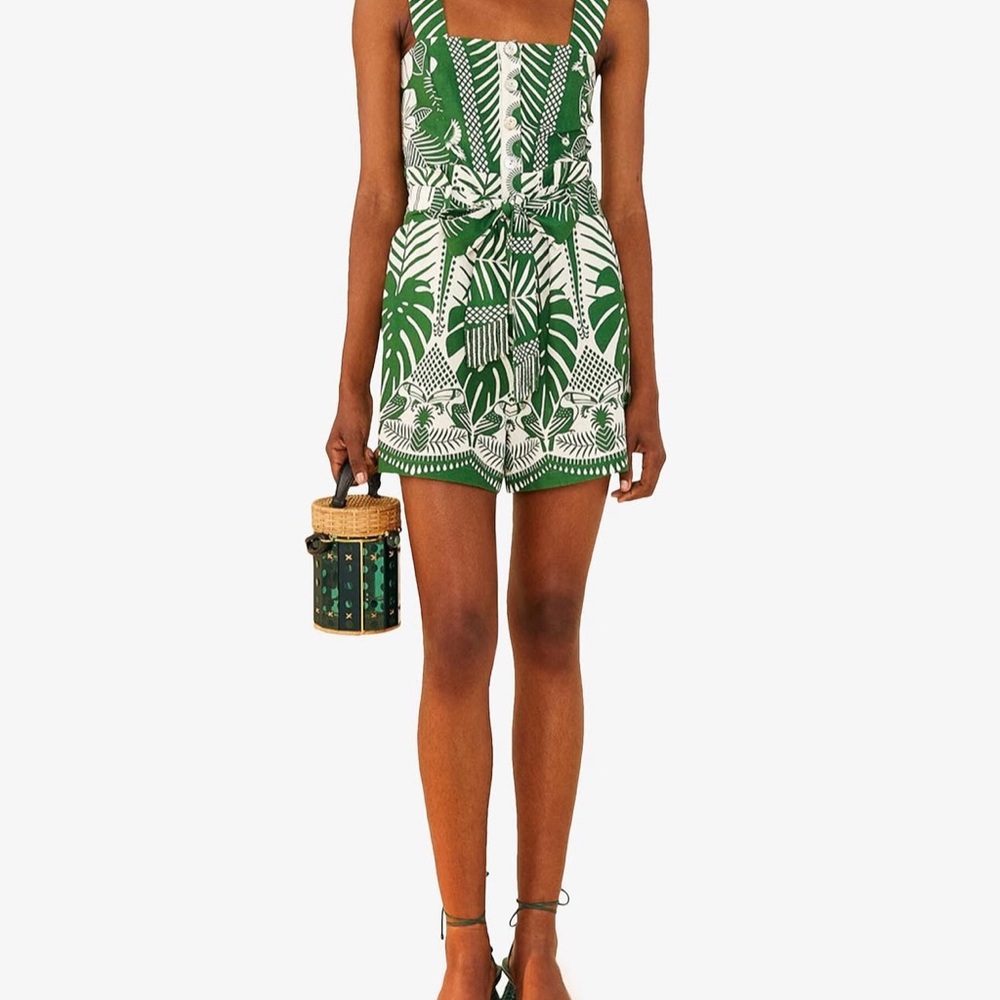 Farm Rio Macaw Elegance Off-White Romper